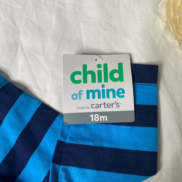 Carters Infant Blue and Dark Blue Stripes Matching Set (18M) - Picture 3 of 4